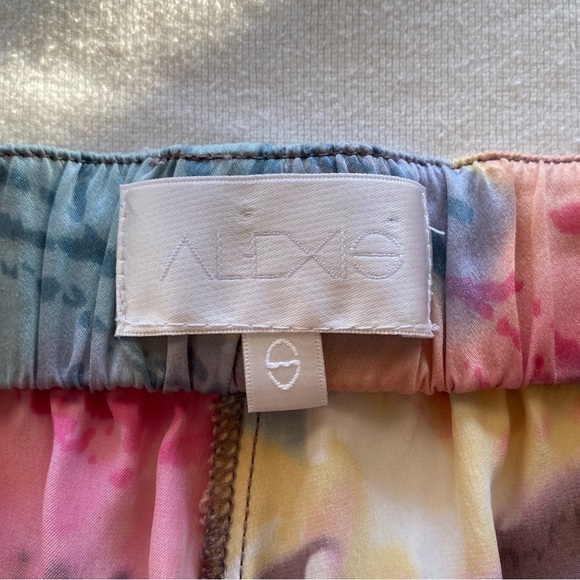 Alexis Tie Dye Silk Pants Size S Pink Yellow Blue Flowy Casual Multi-Color Fall - Picture 3 of 8